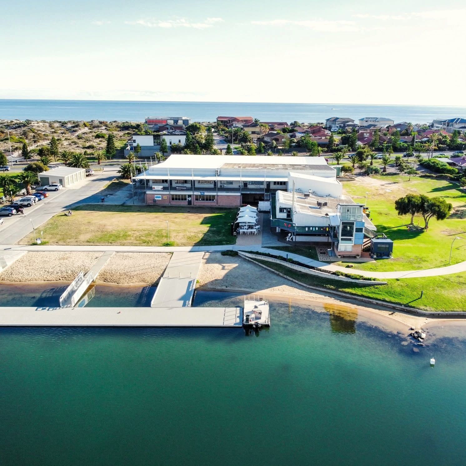 Oar and the Rowing SA complex from above, right on the edge of West Lakes